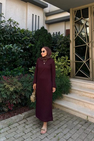 Slant Çapraz Elbise Mürdüm