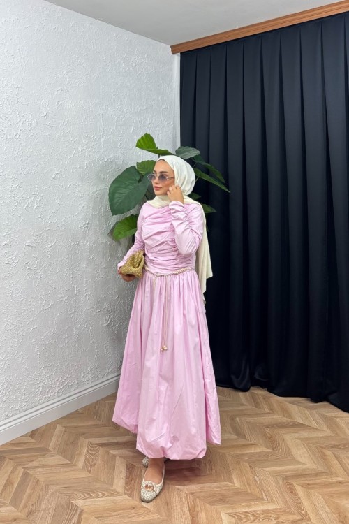 Soiree Balon Elbise Pembe