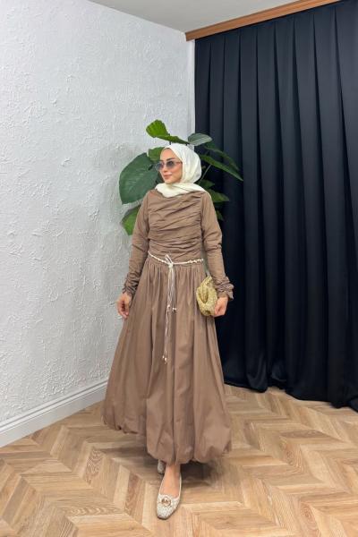 Soiree Balon Elbise Kahverengi