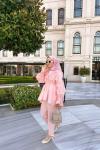 Sole Fırfır Detaylı Pantolon Takım  Pembe
