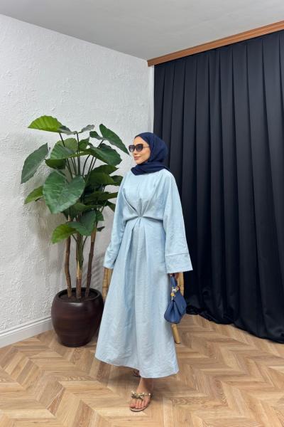 Solea Bağlamalı Qupra Elbise Mavi