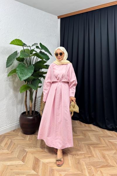 Solea Bağlamalı Qupra Elbise Pembe