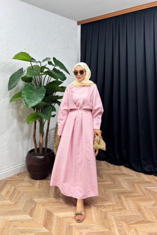 Solea Bağlamalı Qupra Elbise Pembe