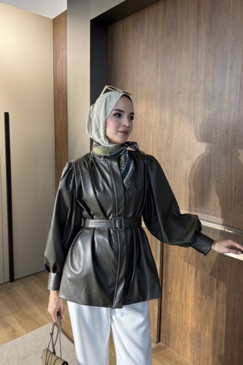 Sorel Deri Ceket Haki