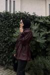 Sorel Kemerli Deri Ceket Bordo