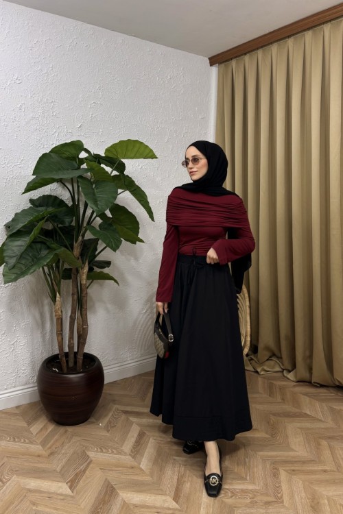 Stax Poplin Etek Siyah