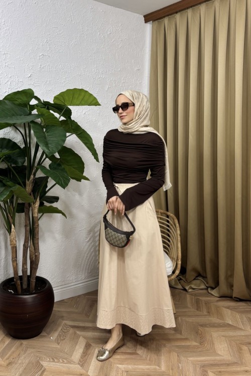 Stax Poplin Etek Bej