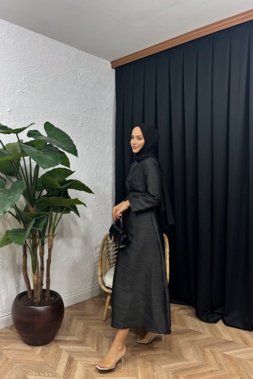 Taft Jakar Elbise Siyah