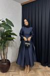 Tafta Jakar Elbise Lacivert