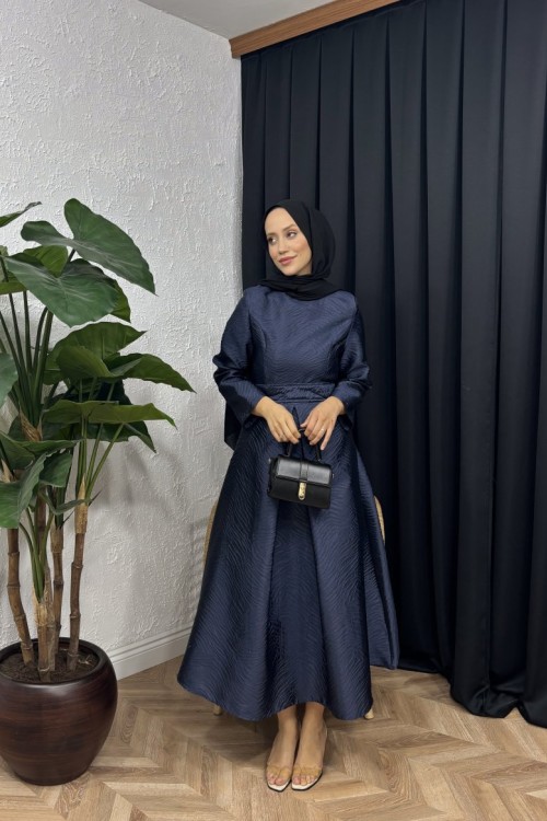 Tafta Jakar Elbise Lacivert