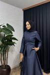 Tafta Jakar Elbise Lacivert
