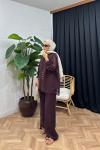 Talina Düğmeli Takım Mürdüm