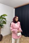 Tüylü Blazer Ceket  Pembe