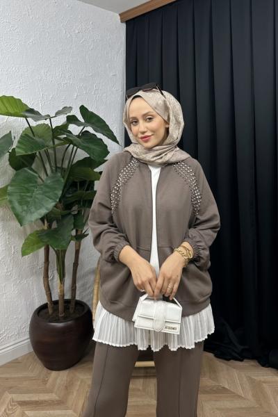 Vanta Taşlı Oyşo Eşofman Takımı  Vizon