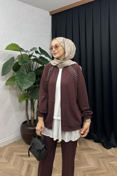 Vanta Taşlı Oyşo Eşofman Takımı  Bordo