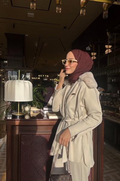 Velisse Kürk Detaylı Pantolon Takım Ekru