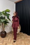 Velisse Kürk Detaylı Pantolon Takım Bordo