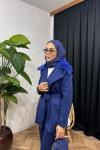 Velisse Kürk Detaylı Pantolon Takım Saks Mavisi