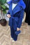 Velisse Kürk Detaylı Pantolon Takım Saks Mavisi