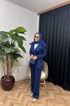 Velisse Kürk Detaylı Pantolon Takım Saks Mavisi