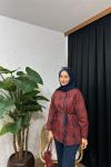 Verette Etnik Desen Ceket Bordo