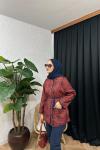Verette Etnik Desen Ceket Bordo