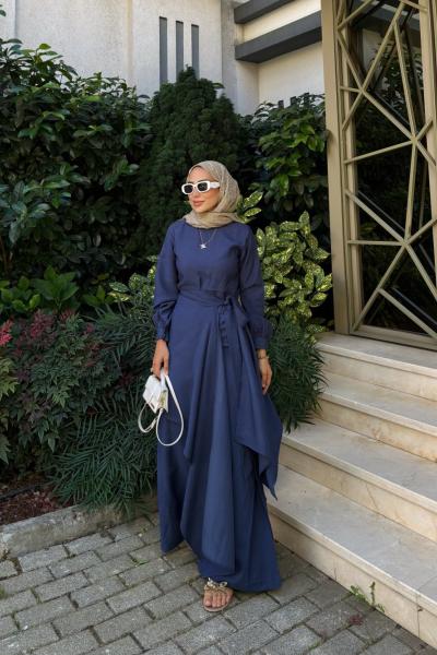 Violet Pelerinli Tulum İndigo Mavi