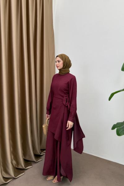 Violet Pelerinli Tulum Bordo