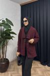 Zayra Kemerli Kaşe Kaban  Bordo