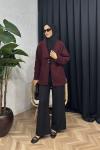 Zayra Kemerli Kaşe Kaban  Bordo