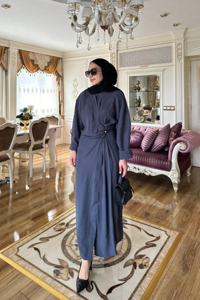 Zuid Çengel Düğmeli Elbise  Gri