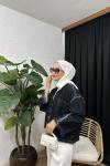 Kimono Bağlamalı Kot Ceket  Lacivert