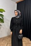Ontra Etekli Elbise Siyah