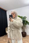 Olivo Dik Yaka Kaban Vizon