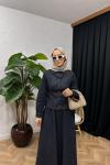 Madame Bel Detaylı Denim Etek Takım Lacivert