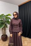 Madame Bel Detaylı Denim Etek Takım Mürdüm