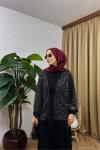 Wood Payetli Pantolon Takım Siyah