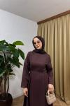 Majy Tokalı Elbise Mürdüm