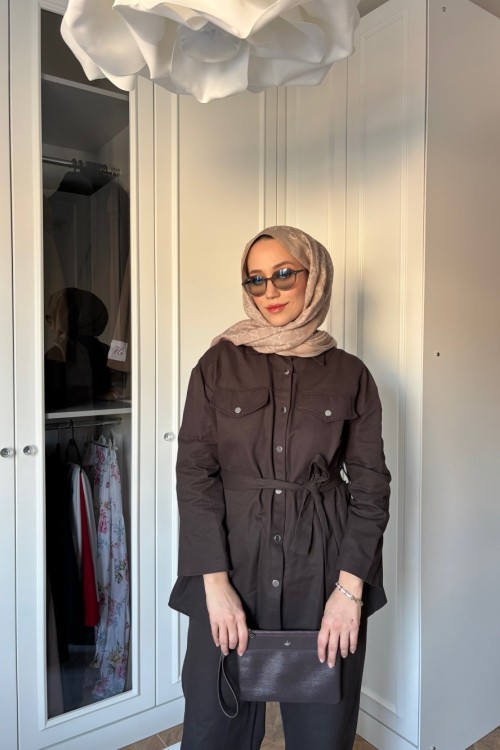 Navy Pantolon Takım Kahverengi