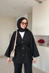 Velou Cepli Pantolon Takım Siyah