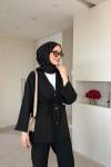 Velou Cepli Pantolon Takım Siyah