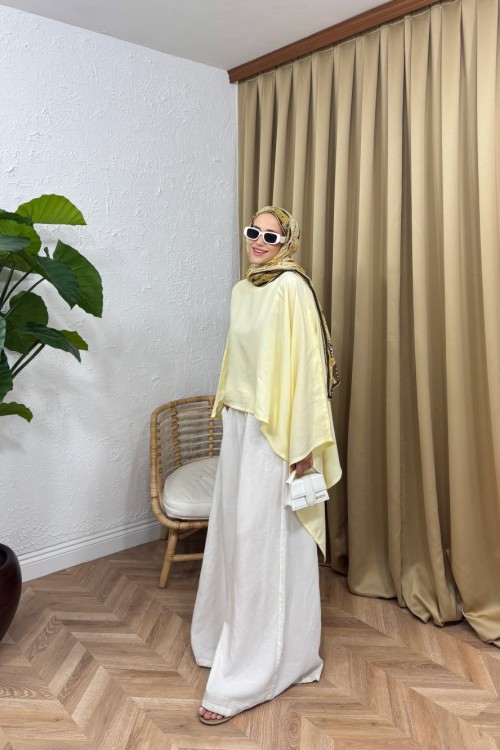 Yade Asimetrik Bluz ButterYellow
