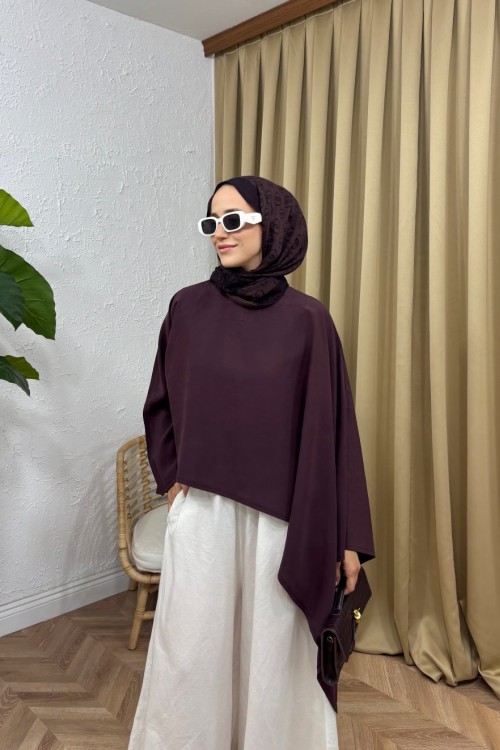 Yade Asimetrik Bluz Bordo