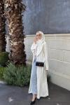 Puantiye Desenli Şallı Abaya Beyaz