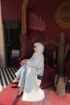 Puantiye Desenli Şallı Abaya Beyaz