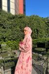 Elois Çiçekli Abaya Pembe