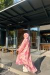 Elois Çiçekli Abaya Pembe