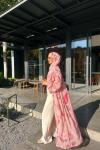 Elois Çiçekli Abaya Pembe