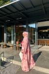 Elois Çiçekli Abaya Pembe