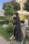 Elois Çiçekli Abaya Siyah